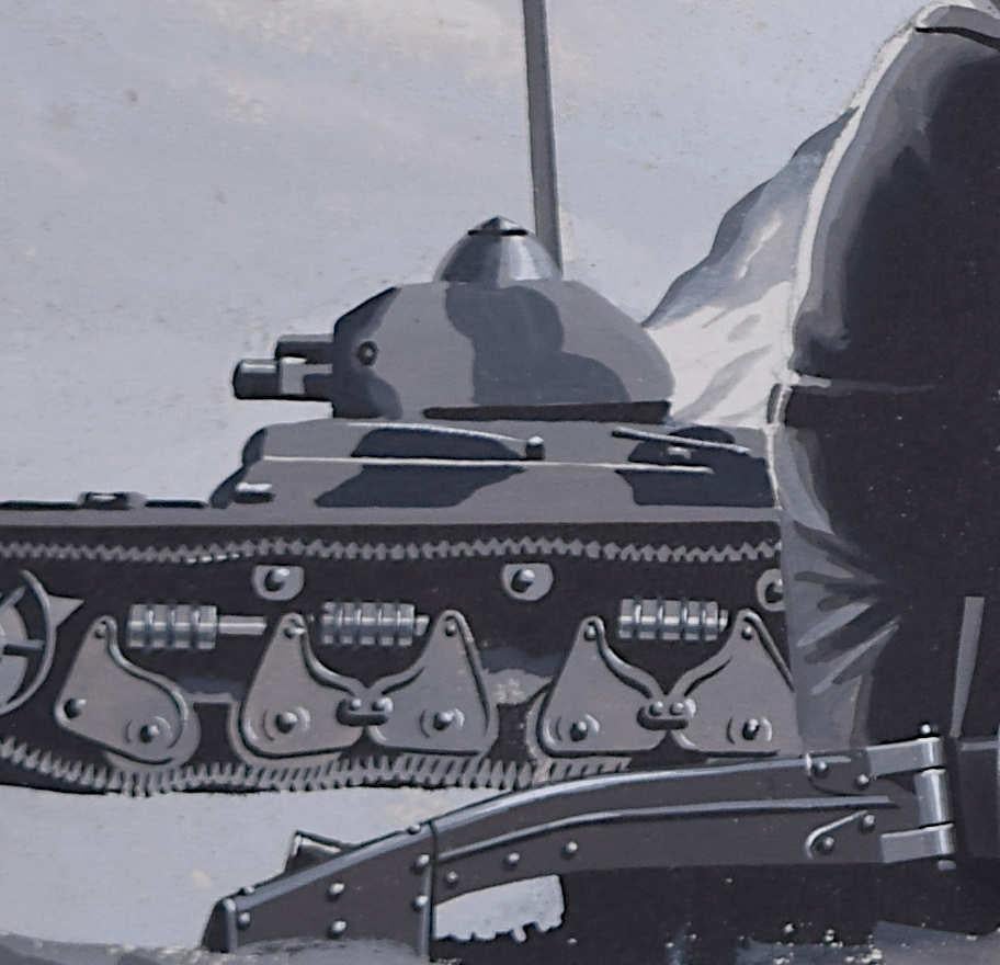 Second World War painting, Anti-Tank Gun in Action - Realist Art by Vivian Bewick