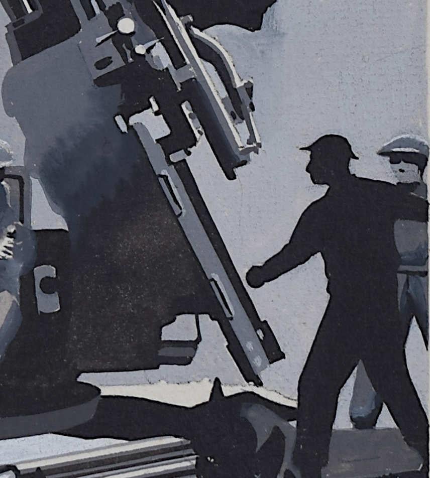 Second World War painting, Anti-Aircraft Battery - Realist Art by Vivian Bewick