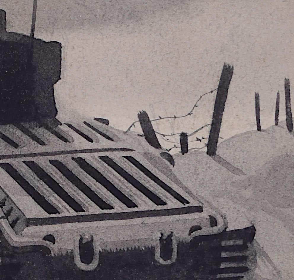 Swillbin-Gemälde aus dem Zweiten Weltkrieg, britische Matilda-Tank (Realismus), Art, von Vivian Bewick