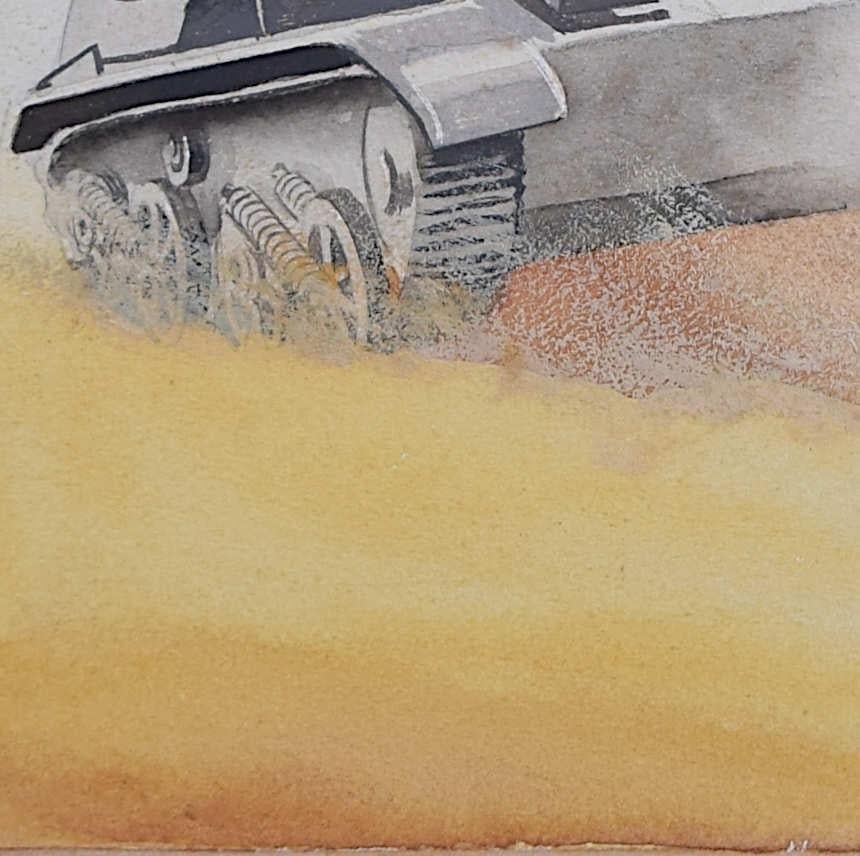 Tanques ligeros británicos, c.1940, pintura original de Vivian Bewick en venta 4