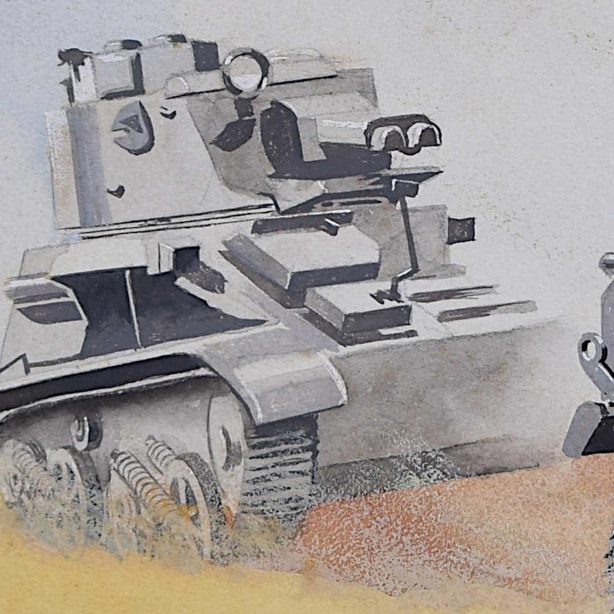 Tanques ligeros británicos, c.1940, pintura original de Vivian Bewick en venta 2