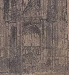 Antwerp, Cathedral of Our Lady, watercolour by Sir Albert Richardson PRA