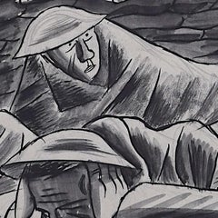 Taking Cover in the Trenches - Second World War drawing by Cecil Keeling