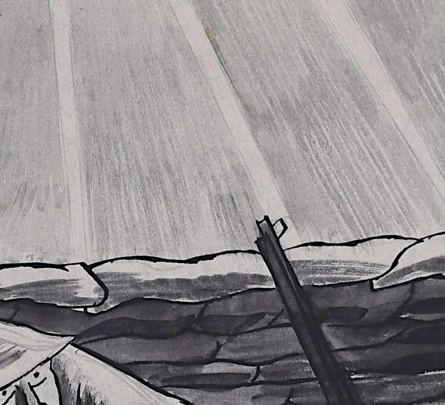 Taking Cover in the Trenches - Second World War drawing by Cecil Keeling in vendita 3