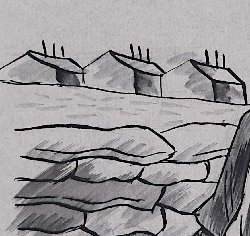 Lull Between Raids - Second World War drawing by Cecil Keeling in vendita 2
