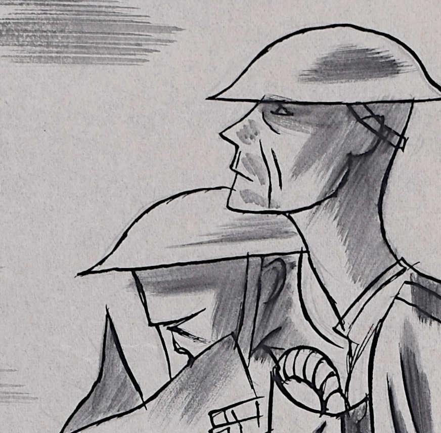Lull Between Raids - Second World War drawing by Cecil Keeling in vendita 1