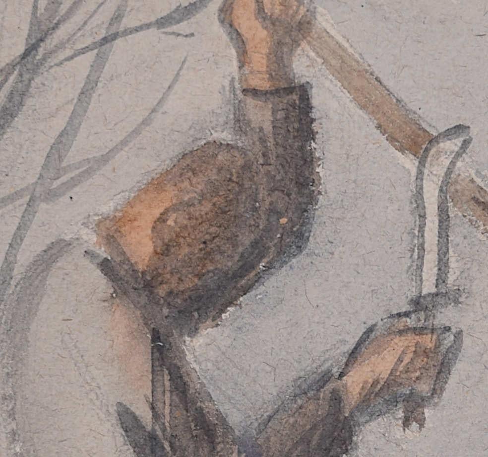 „Two Woodcutters“ – Aquarell von George Bissill im Angebot 1