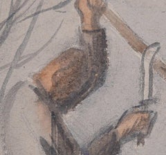 'Two Woodcutters'- watercolour by George Bissill