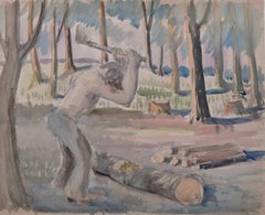 „Lone Woodcutter“ – Aquarell von George Bissill
