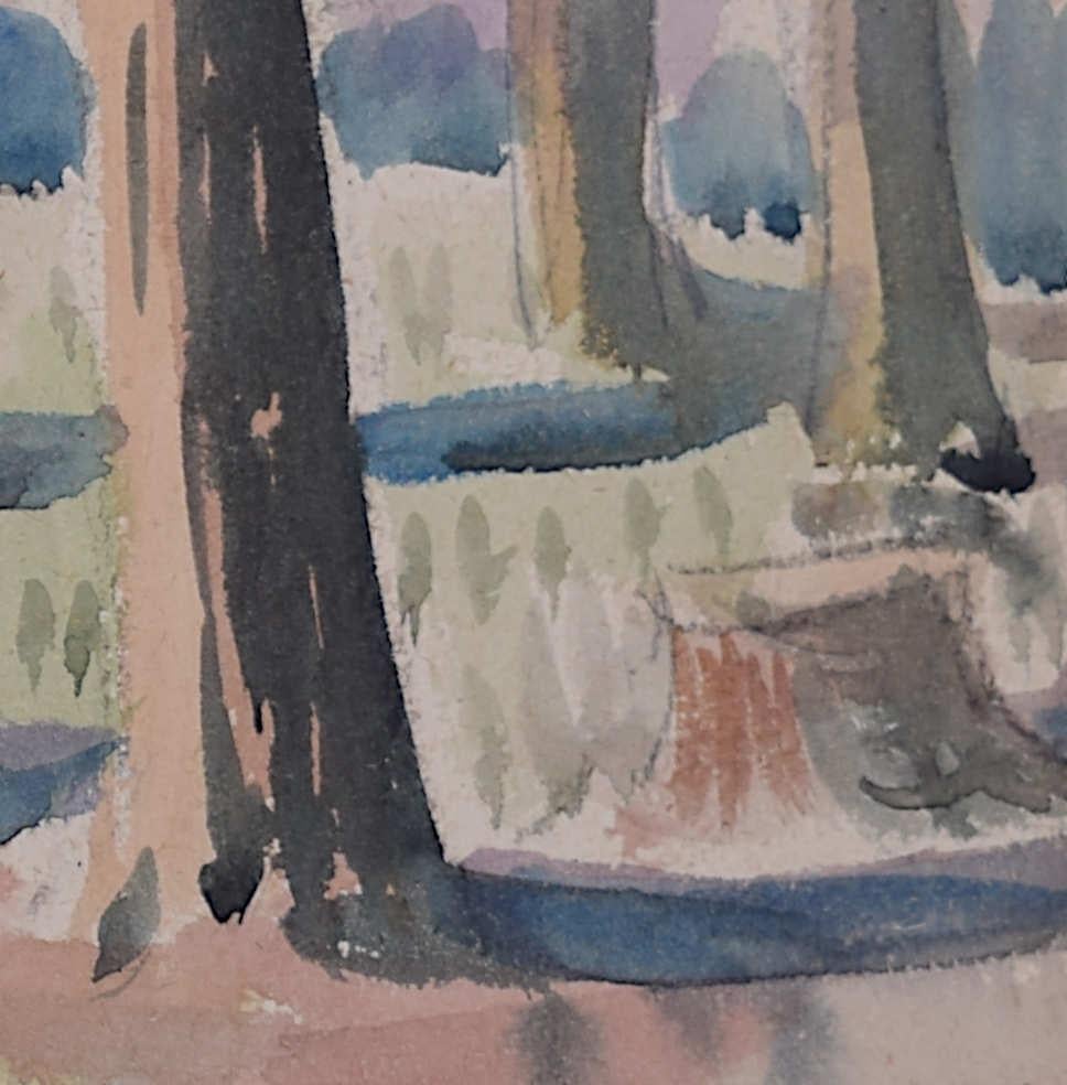 « Lone Woodcutter », aquarelle de George Bissill en vente 2