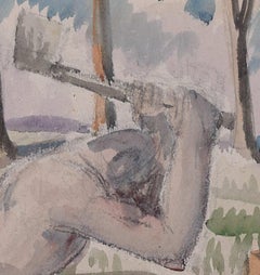 „Lone Woodcutter“ – Aquarell von George Bissill