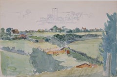 English Rural Scene, watercolour by George Bissill
