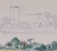 English Rural Scene, watercolour by George Bissill