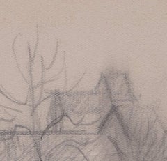 View of the Village Church, pencil sketch by George Bissill