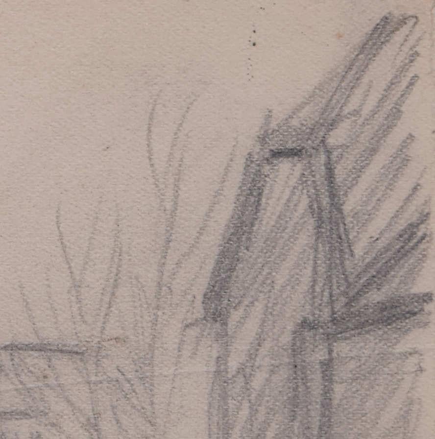 View of the Village Church, pencil sketch by George Bissill For Sale 3