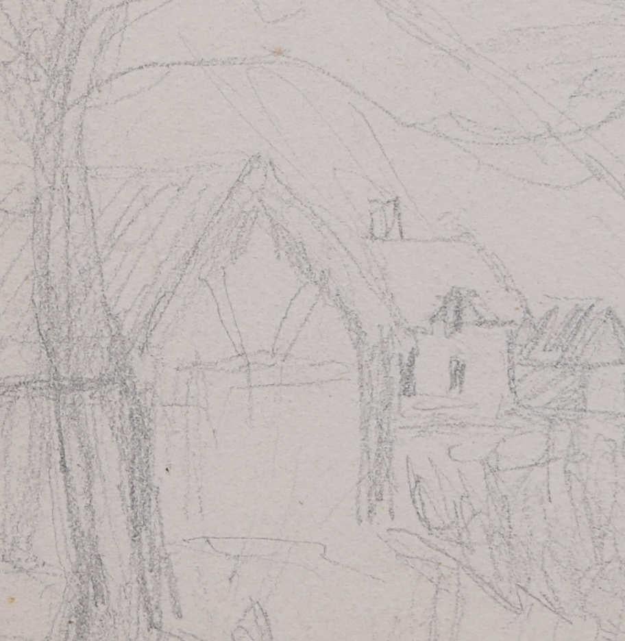 Landscape view, pencil sketch by George Bissill For Sale 1