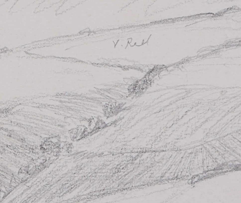Field View in North Devon, pencil sketch by George Bissill en venta 2
