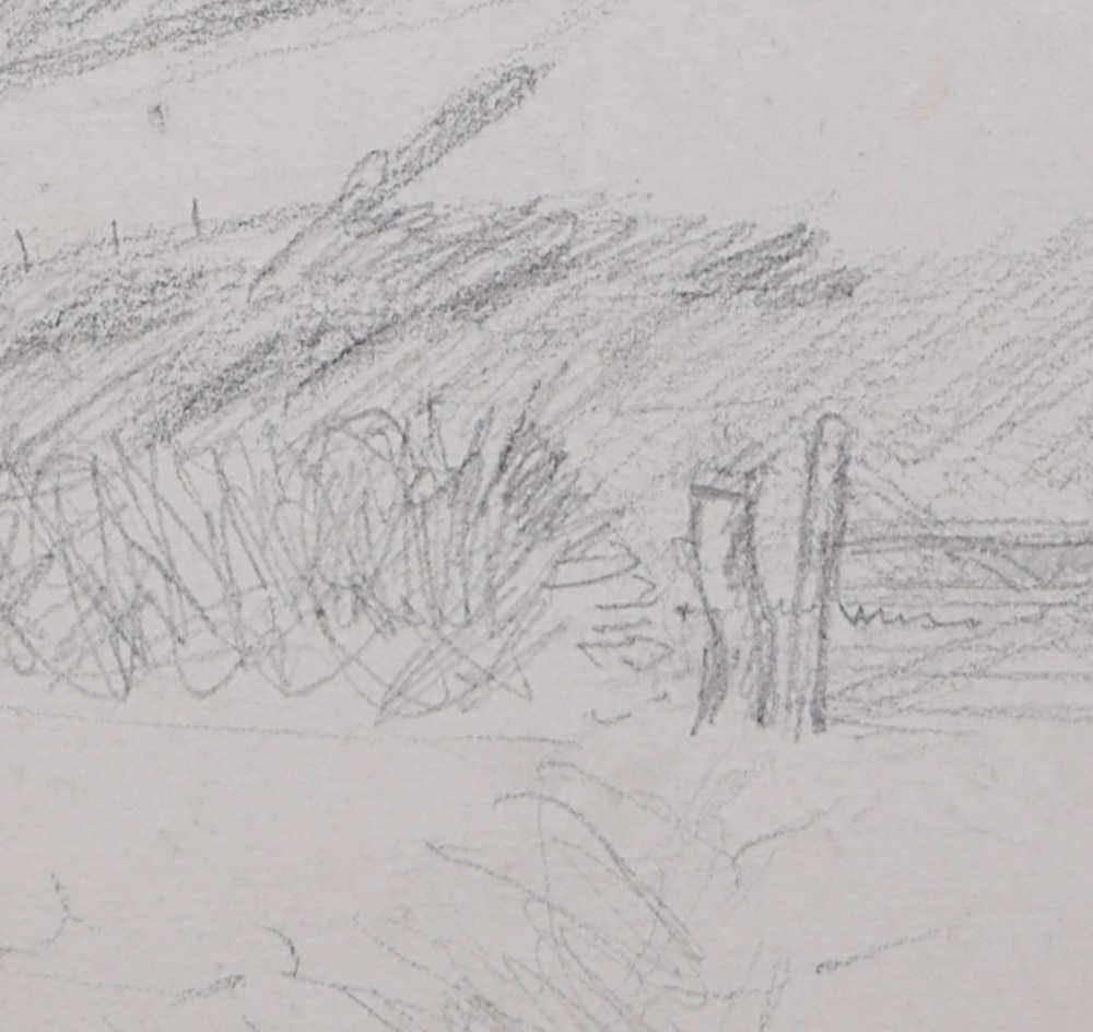 Field View in North Devon, pencil sketch by George Bissill en venta 1