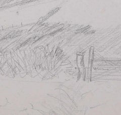 View of St Peter's Church, Willersey, pencil sketch by George Bissill