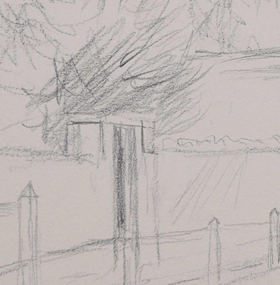 The New Inn, Willersey, esquisse au crayon de George Bissill en vente 3