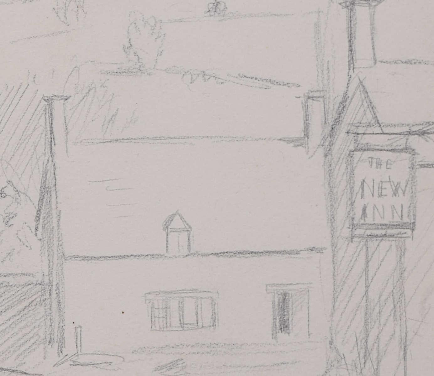 The New Inn, Willersey, esquisse au crayon de George Bissill en vente 1