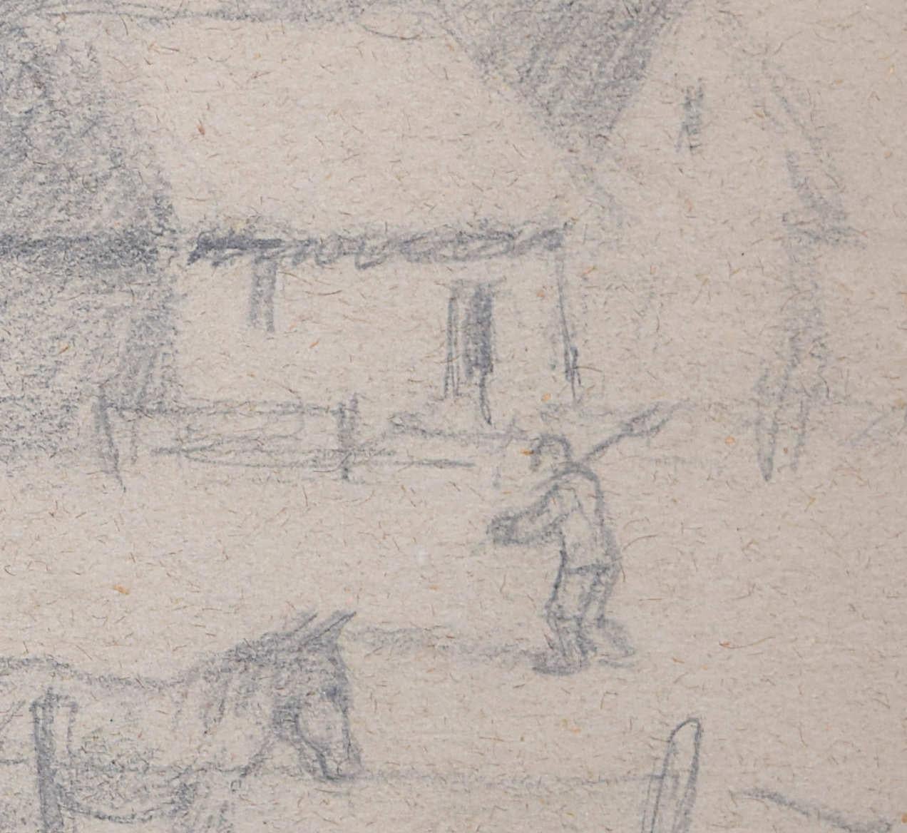 Un moment de repos, esquisse au crayon de George Bissill en vente 1