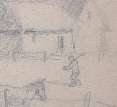 A Moment of Rest, pencil sketch by George Bissill