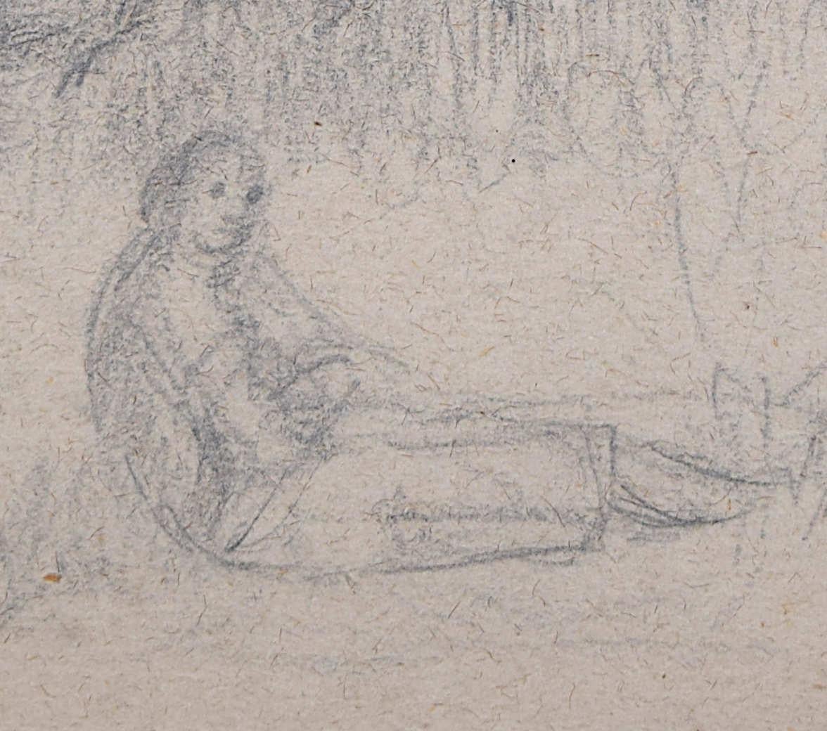 Un moment de repos, esquisse au crayon de George Bissill en vente 2