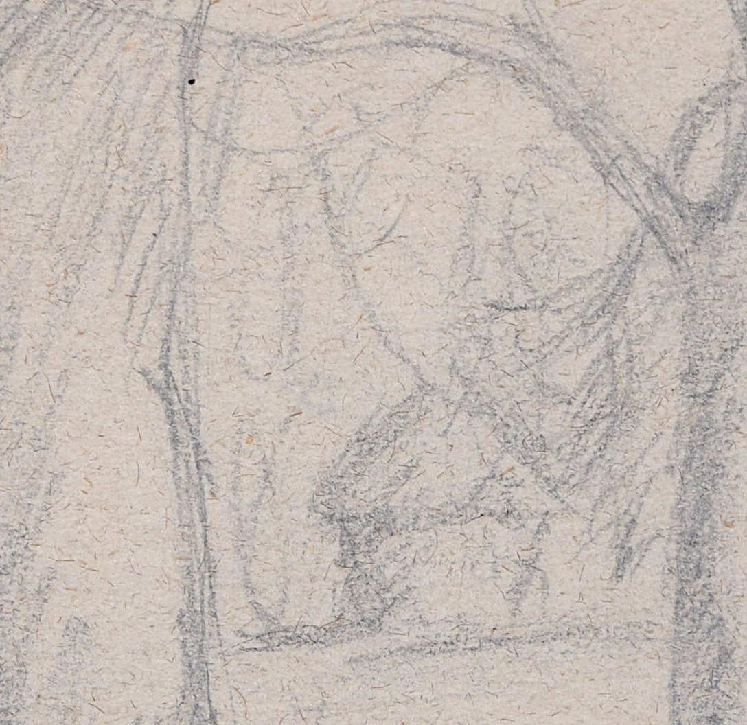 Un moment de repos, esquisse au crayon de George Bissill en vente 3