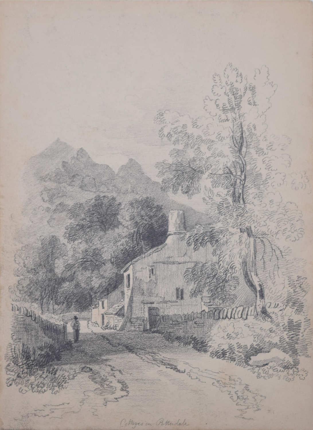 Vier Gloucestershire-Häuser, Bleistiftskizze von George Bissill im Angebot 5