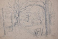 Tending to the Fences, pencil sketch by George Bissill