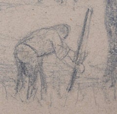 Tending to the Fences, pencil sketch by George Bissill