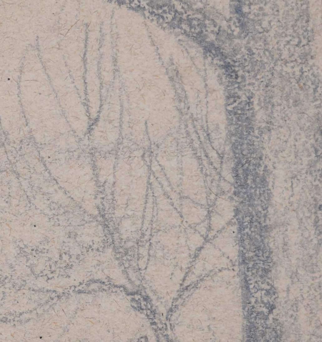 Tending to the Fences, pencil sketch by George Bissill in vendita 3