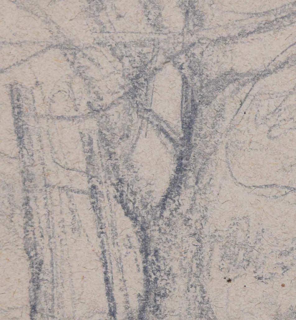 Tending to the Fences, pencil sketch by George Bissill in vendita 2