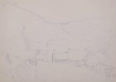 Watching Over the Farmhouse in Stow-on-the-Wold, pencil sketch by George Bissill