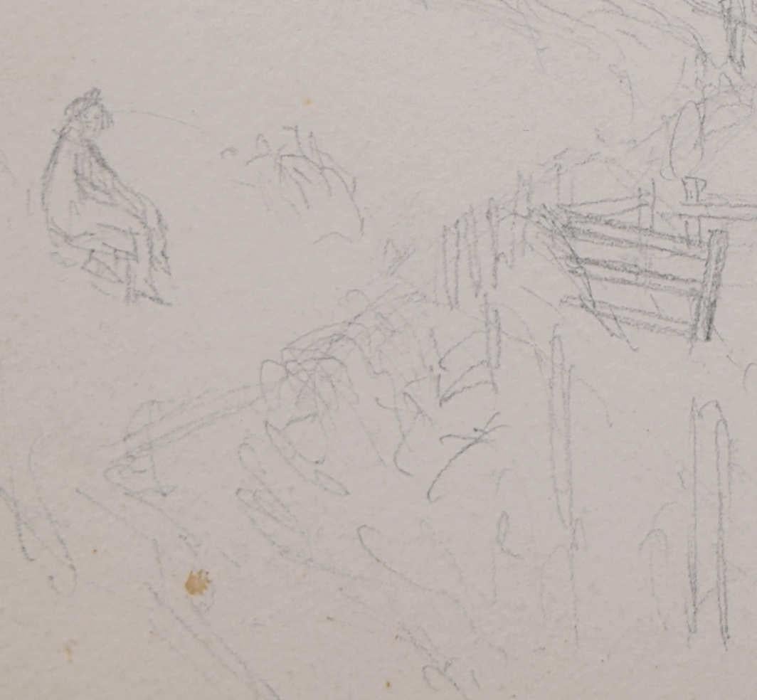 Watching Over the Farmhouse in Stow-on-the-Wold, pencil sketch by George Bissill For Sale 1