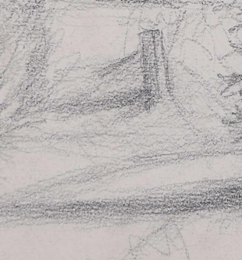 Country Lane with Bird of Prey, pencil sketch by George Bissill en venta 3