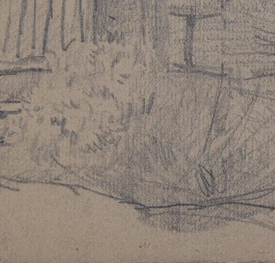 Farmhouse View, pencil sketch by George Bissill en venta 4