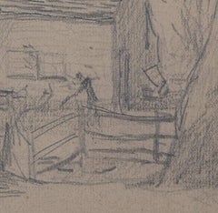 Farmhouse View, pencil sketch by George Bissill