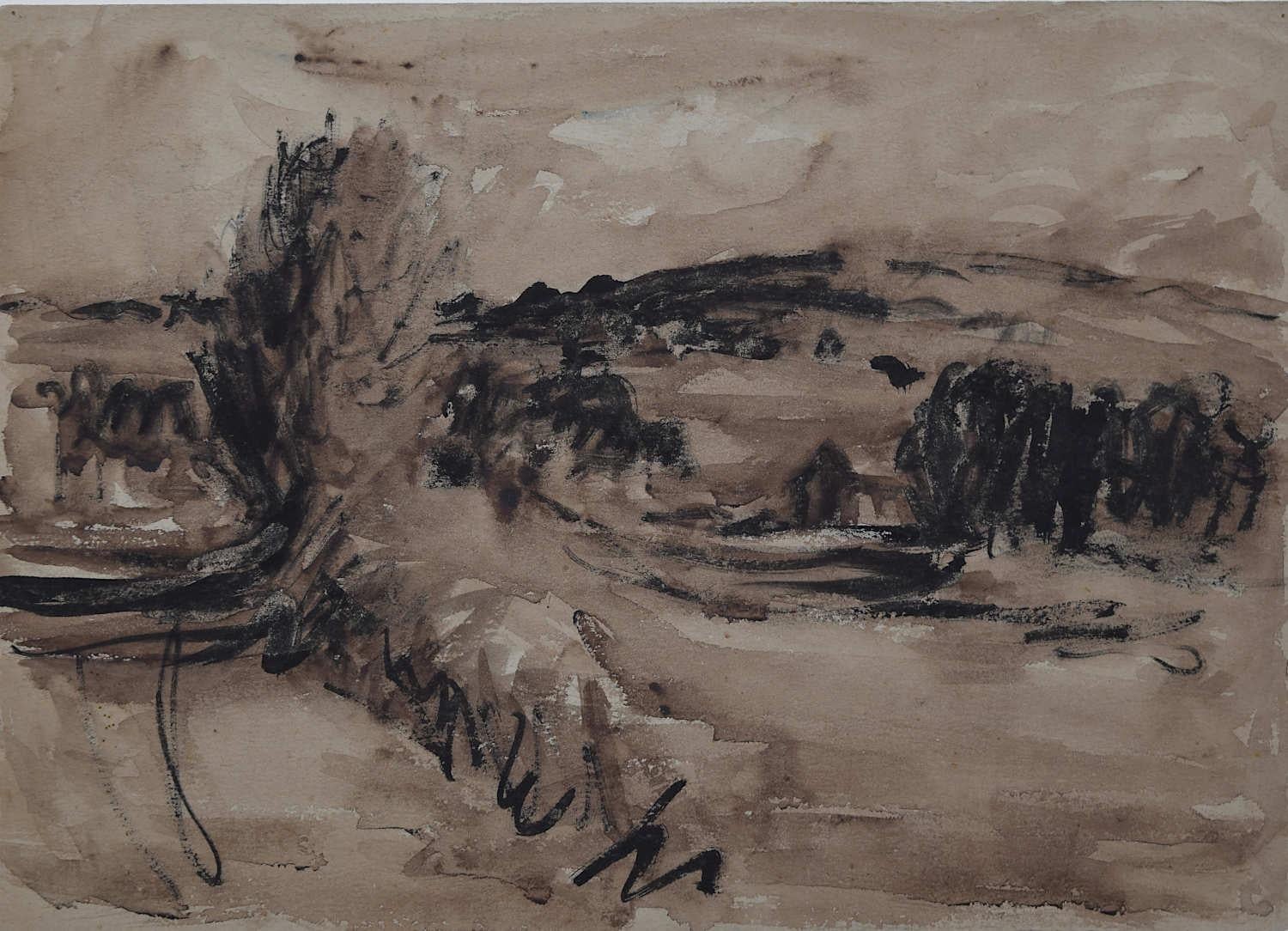 Countryside View, watercolour by George Bissill