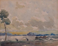 View over the Bridge, watercolour by George Bissill