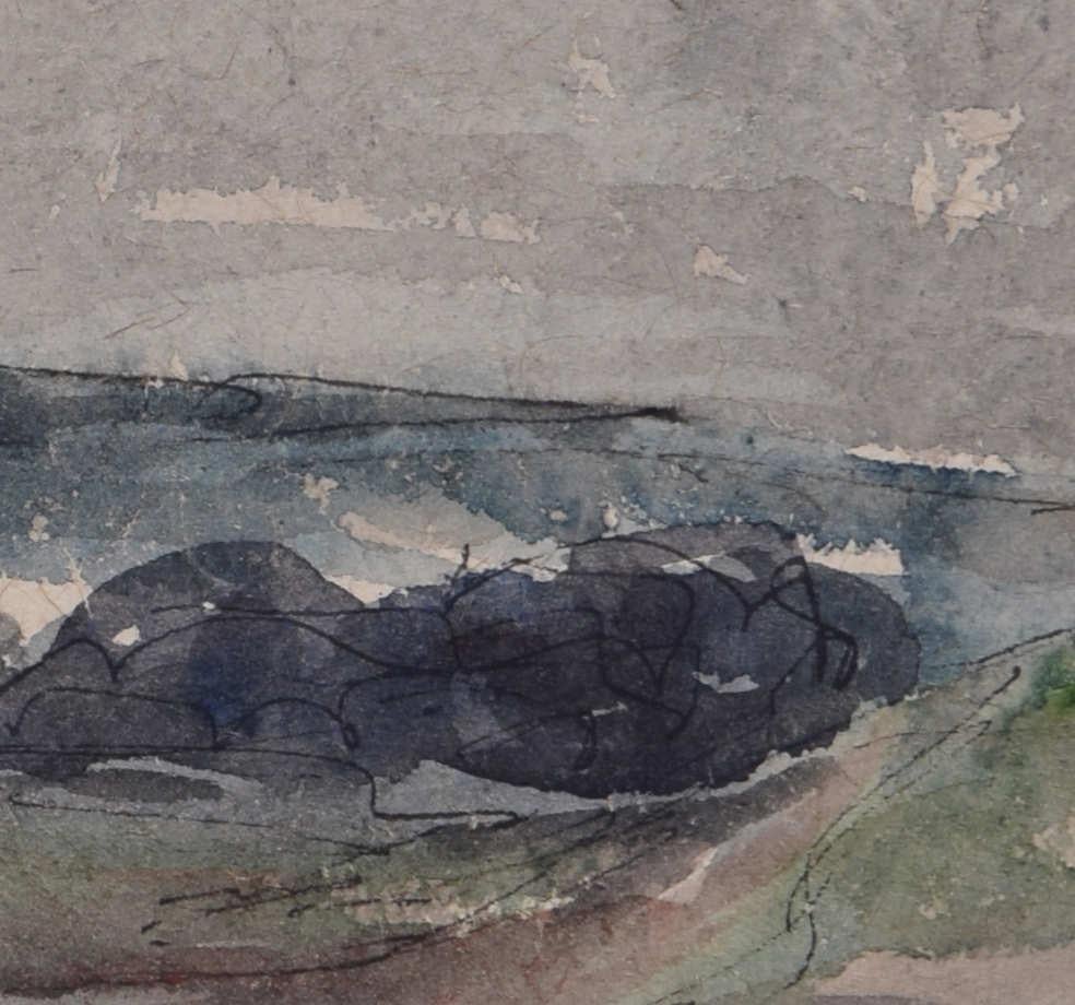 Rolling Hills in the Countryside, Landschafts-Aquarell von George Bissill im Angebot 2