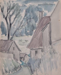 View Through the Village, watercolour by George Bissill