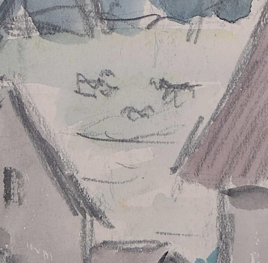 View Through the Village, watercolour by George Bissill For Sale 1