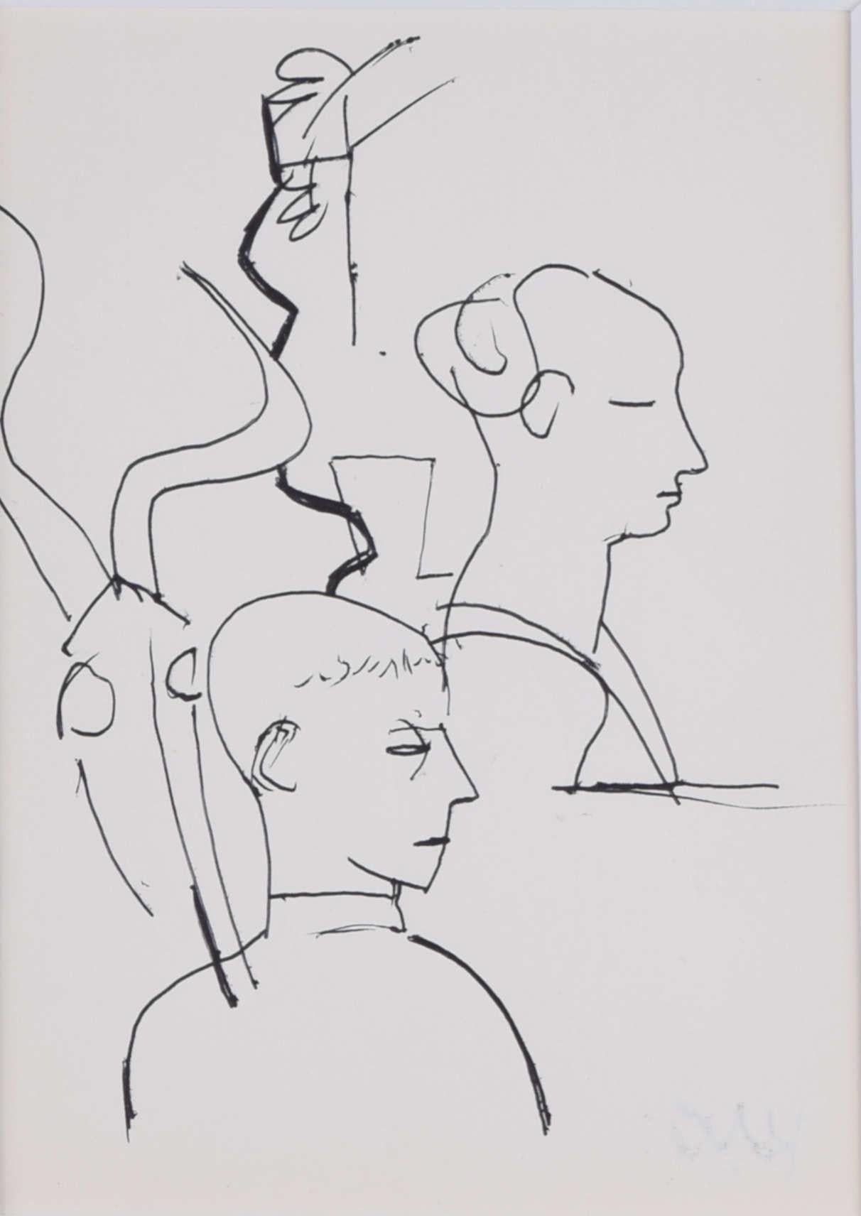 Perfiles laterales, boceto de Keith Vaughan - Art Realista de Keith Vaughan 