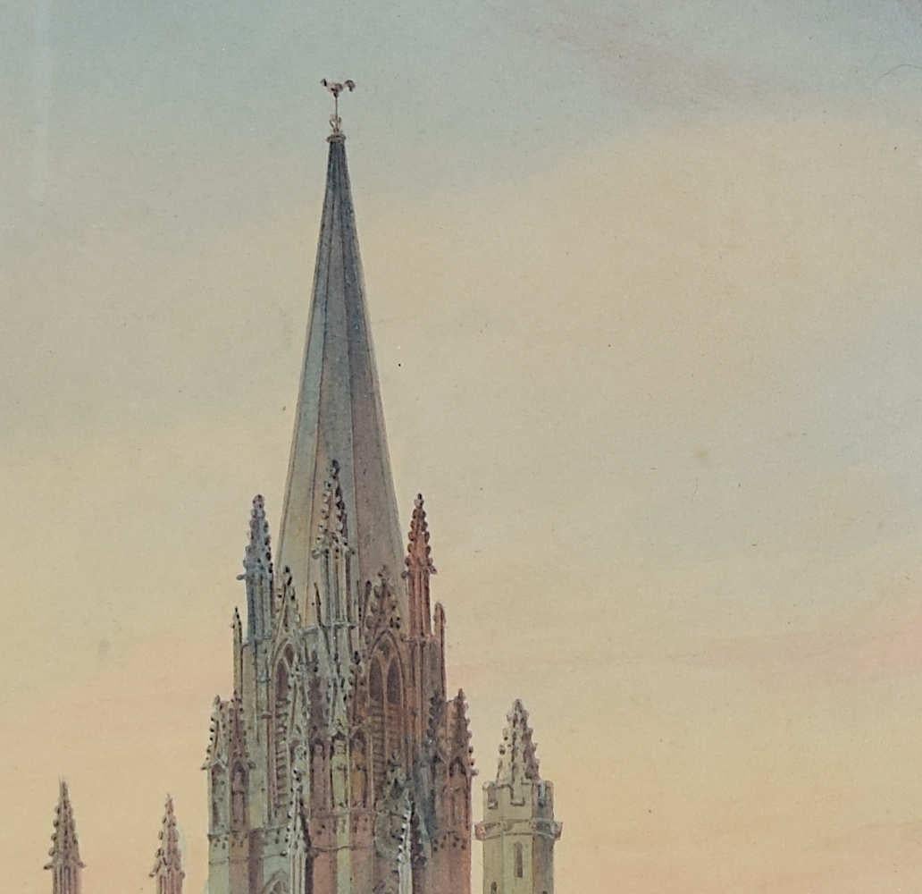 Rev. William Henry Barnard (Co. Donegal or Co. Derry 1767-1818 London)
The Radcliffe Camera from the Great Quadrangle of All Souls College, Oxford
Pen and brown ink and watercolour, on paper
30 x 44 cm
Signed with initials 'H.B.' (lower right)

Rev