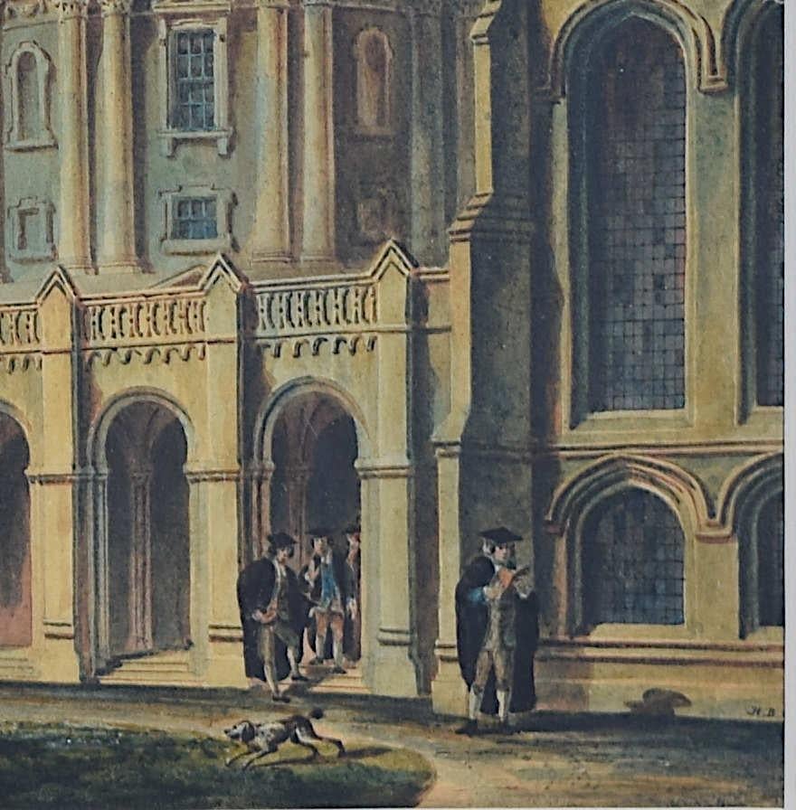 Watercolour of the Radcliffe Camera from the great quadrangle of All Souls - Brown Landscape Art by Rev. William Henry Barnard