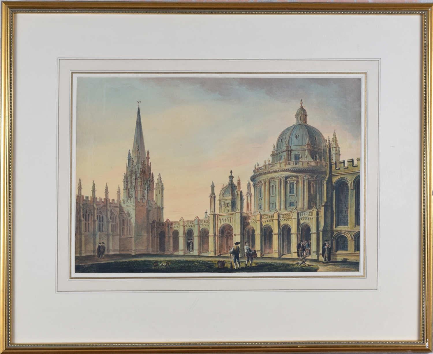 Watercolour of the Radcliffe Camera from the great quadrangle of All Souls For Sale 1
