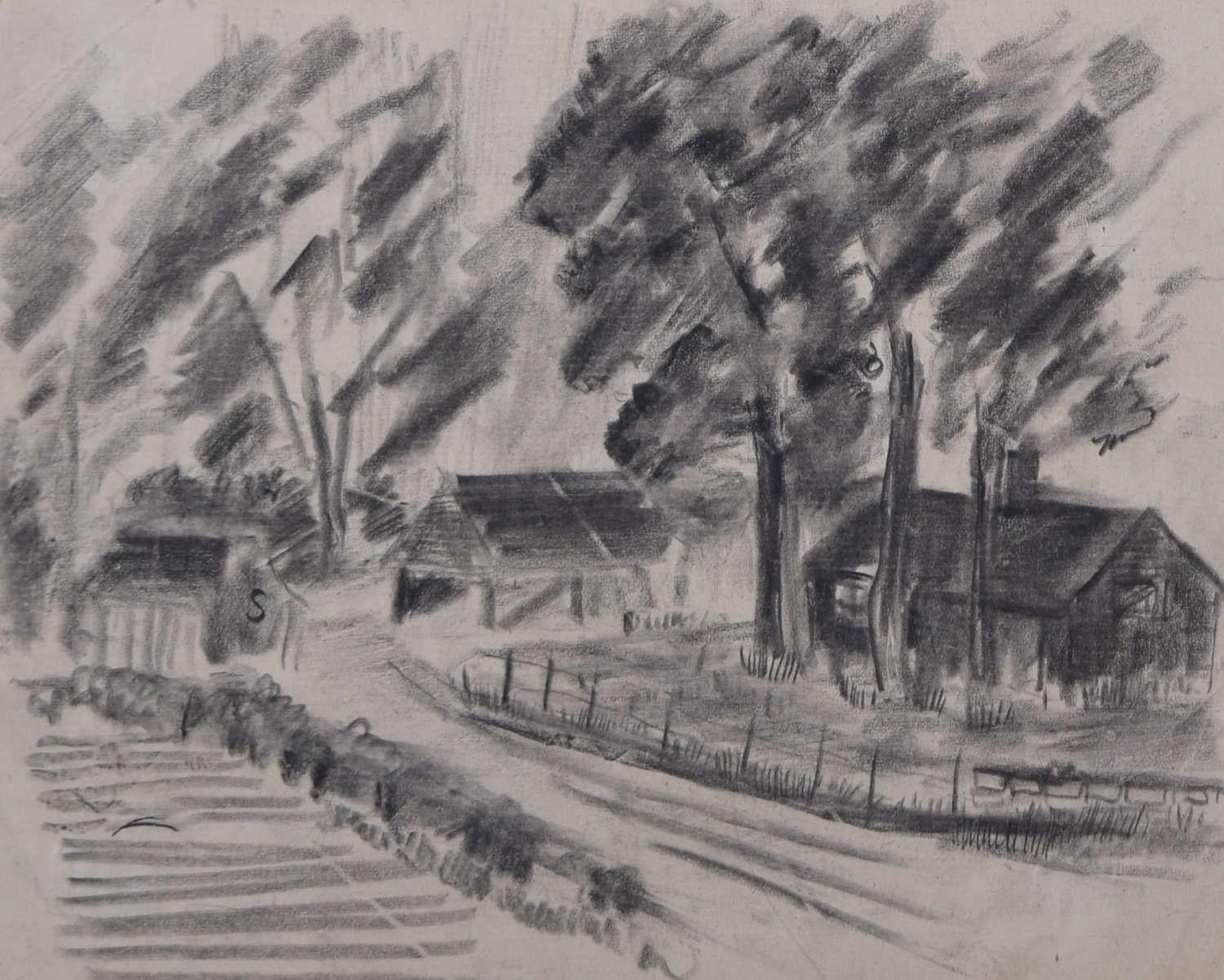 Camp Northampton, Second World War charcoal sketch