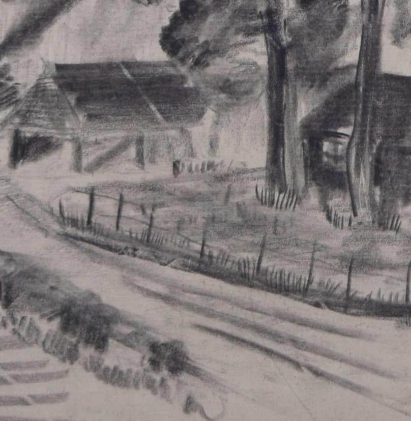 Camp Northampton, Second World War charcoal sketch - Art by Unknown